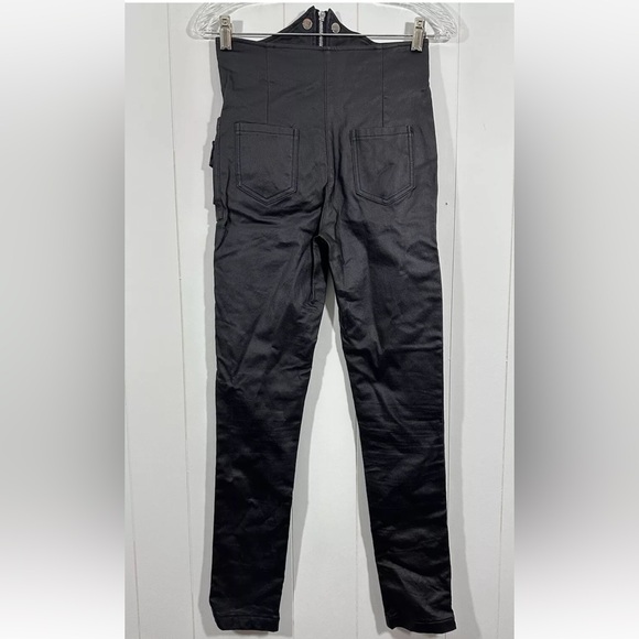 Akira Womens Black Moto Faux Leather Pants Hight Waist Sz Large Zip Front - Picture 5 of 11